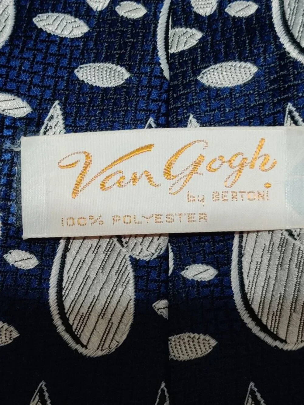 Van Gogh by Bertoni Necktie Blue Silver Raindrop Vintage 90s Novelty Retro Tie